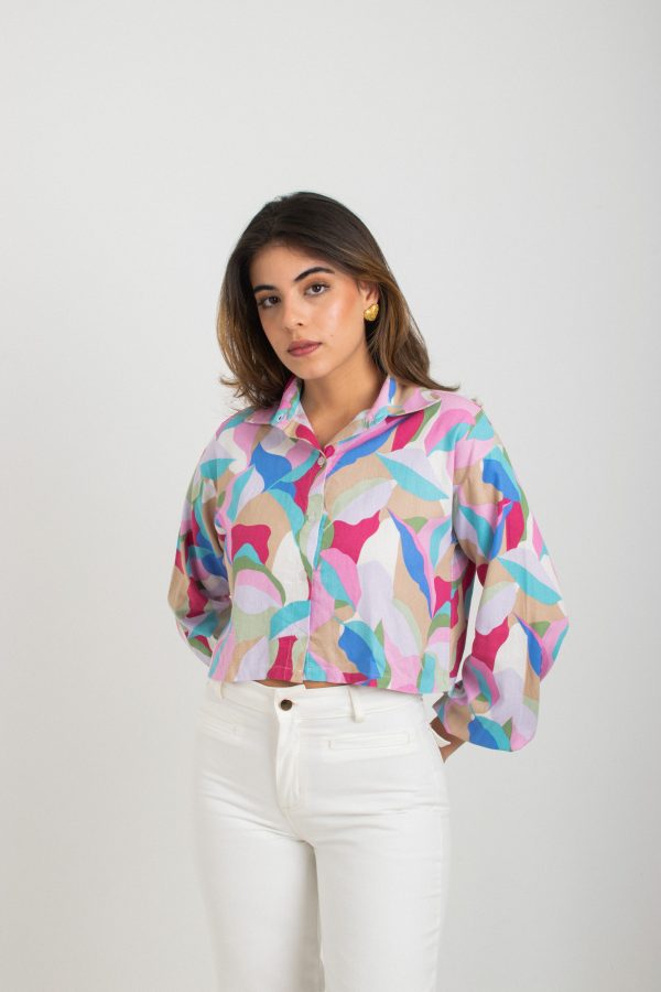 CAMISA AVELLANA ESTAMPADA EN LINO